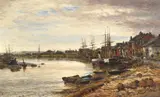 The old port on the south coast, littlehampton by Benjamin Williams Leader, 1901, oil, sold Dec 2022