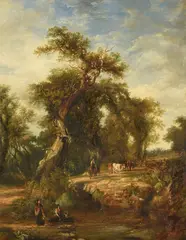 River scene by Frederick Henry Henshaw, oil, offered Dec 2022