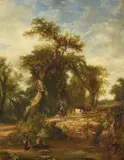 River scene by Frederick Henry Henshaw, oil, offered Dec 2022
