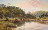 On the severn, evening by William Henry Mander, oil, sold Dec 2022