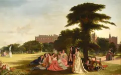 The palace garden (at hampton court) by James Digman Wingfield, 1846, Oil on canvasSigned and dated, offered Dec 2022