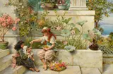 Children by a lily pond by William Stephen Coleman, 1902, oil, sold Dec 2022
