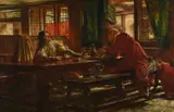 Cavaliers in a tavern by Edgar Bundy, oil, sold Dec 2022