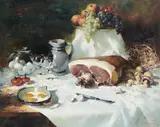 A still life by Simon Van Gelderen, oil, offered Dec 2022