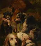 Hounds with a stag by Richard Ansdell, oil, offered Dec 2022