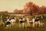 A group of warwickshire bitches by Henry Lucas Lucas, 1889, oil, sold Dec 2022