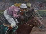 Neck and neck by Clarice Smith, oil, sold Dec 2022