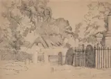 A study for 'an english country churchyard' by Benjamin Williams Leader, watercolor, sold Dec 2022