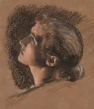 Female head study by Edward John Poynter, drawing, sold Dec 2022