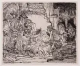 The adoration of the shepherds: with the lamp by Rembrandt Harmensz van Rijn, print (other), sold Dec 2022