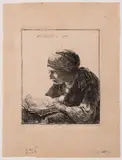 Woman reading by Rembrandt Harmensz van Rijn, print (other), sold Dec 2022