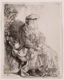 Abraham caressing isaac by Rembrandt Harmensz van Rijn, print (other), sold Dec 2022