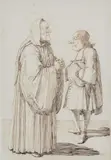 Sixteen caricatures of aristocrats, clerics and travellers by Pier Leone Ghezzi, ink, offered Dec 2022