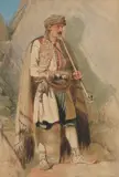 Portrait of a balkan warrior by Carl Haag, 1854, print (other), sold Dec 2022