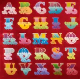 The Big Red Glitter Circus A-Z Stencilled spray paint with red diamond dust on canvas, 2011 by Ben Eine, oil, offered Dec 2022