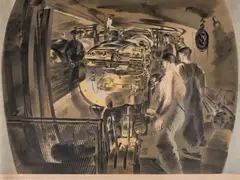 15 Inch Gun Turret by Barnett Freedman, Lithograph printed in colours, sold Dec 2022