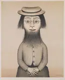 Woman With A Beard Offset lithograph printed in colours, 1975 by L. S. Lowry, Offset lithograph printed in colours, offered Dec 2022