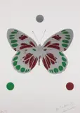 Science Xmas Butterfly (Emerald Green & Chilli Red) Foilblock print in colours, 2010 by Damien Hirst, print, sold Dec 2022