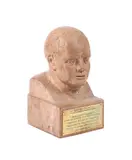 A carved oak bust of sir winston churchill by Jo Sykes, sculpture, sold Dec 2022