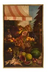 The fruit market by William Hughes, oil, sold Nov 2022