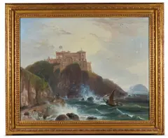 A view of culzean castle on the ayrshire coast by William Daniell, oil, sold Nov 2022