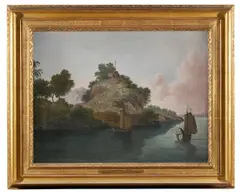 Chu chung island and fort by Thomas Daniell, oil, sold Nov 2022