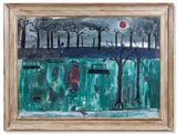 Figures in a park by Dora Holzhandler, 1956, oil, sold Nov 2022