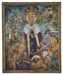 The coronation portrait of queen elizabeth by Edith Wolfe, 1959, oil, sold Nov 2022