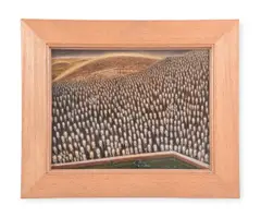 The spectacle by Peter Thomson, 1996, Acrylic on board, sold Nov 2022
