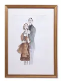 The incredibly grand couple by Sue Macartney-Snape, Watercolour, pencil and pen, heightened with white, sold Nov 2022