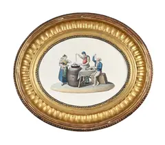 A street pasta eatery by Michela de Vito, watercolor, sold Nov 2022