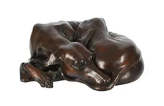 A bronze limited edition model of a recumbent whippet by Jonathan Wylder, BRONZE, sold Nov 2022