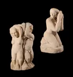 Putti, a sculpted limestone model of a man and woman by T Horner, sculpture, offered Nov 2022