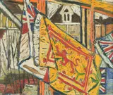 Part of royal standard by John Bratby, oil, offered Oct 2022