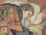 Study of the artist's wife, sleeping by Ruskin Spear, oil, sold Oct 2022