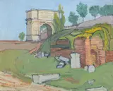 Ruins in provence by Claude Rogers, Oil on panel, sold Oct 2022