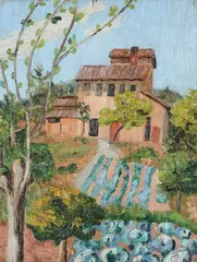 An italian garden by Cedric Morris, Oil on board45 x, sold Oct 2022