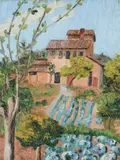 An italian garden by Cedric Morris, Oil on board45 x, sold Oct 2022
