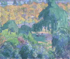 A garden square in camden town by Spencer Gore, 1910, Oil on canvas, sold Oct 2022