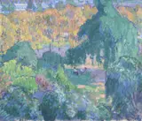 A garden square in camden town by Spencer Gore, 1910, Oil on canvas, sold Oct 2022
