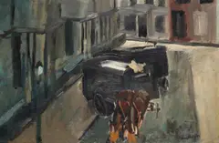 Moving vans by David Bomberg, Oil on canvas, sold Oct 2022