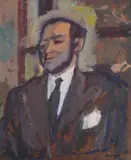 Portrait of a gentleman by David Bomberg, oil, sold Oct 2022