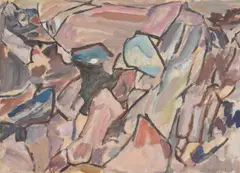 Landscape, cornwall by David Bomberg, 1947, oil, sold Oct 2022