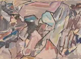 Landscape, cornwall by David Bomberg, 1947, oil, sold Oct 2022