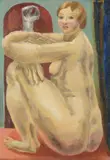 Seated nude by Duncan Grant, Oil on canvas, sold Oct 2022