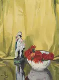 Porcelain figurine and bowl of flowers by Herbert James Gunn, Oil on canvasSigned, offered Oct 2022