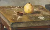 Pear and ring by Richard Eurich, Oil on boardSigned and dated '74, sold Oct 2022