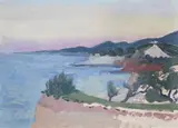 View along the coast at etang de berre by Augustus John, 1910, oil, sold Oct 2022