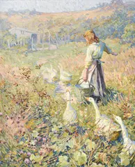 Feeding time by Dorothea Sharp, oil, sold Oct 2022