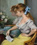 Jeune femme lisant by Marcel Dyf, 1963, oil, sold Oct 2022